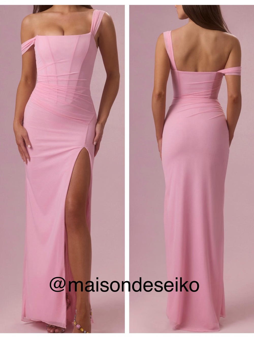 NEW Oh Polly Maxi Dress Pink Mesh Naelle Corset Maxi Dress Bridesmaid size US 4